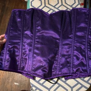 Purple glitter side zipper Plus size corset